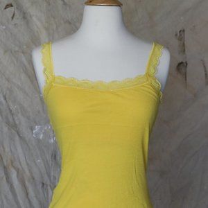 Kirra Yellow Ribbed Lace Trimmed Tank Top